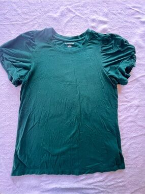 Amazon Essentials Women's Teal Green Puff Sleeve Tee